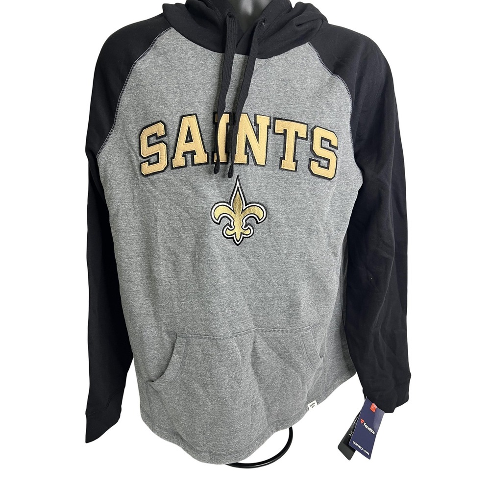 New Orleans Saints Hoodie Mens Large Gray Black NFL Football Pullover Sweatshirt